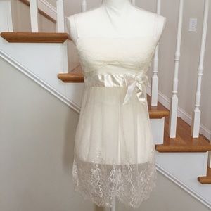 White Vintage lace and satin babydoll chemise